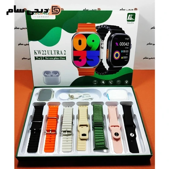 ساعت هوشمند KEQIWEAR KW22 ULTRA 2 | صفحه نمایش ۲.۱ اینچ OLED، ۷ بند + ایرپاد | ملت هوشمند